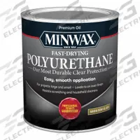 MINWAX Finish: Varnish, Interior, Oil, 1 qt Container Size, Wood, Semi-Gloss, Clear, Clear, Minwax (MPN 63005444). Key specifications — Brand: MINWAX; Transparency: Clear; Use Location: Interior; Sheen: Semi-Gloss; Sub-Brand: Minwax; Color: Clear; Resin Type: Polyurethane.