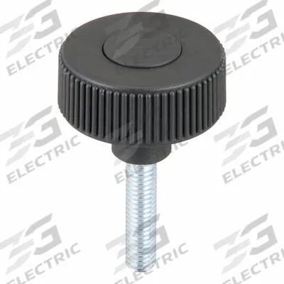 KIPP Hand Knob: Knurled, Plastic w/ Steel Thread, 3/8"-16 Thread, 40 mm Thread Lg - Knurled Knobs with Threaded Stud