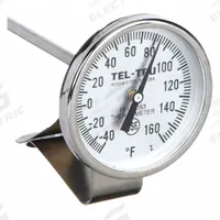 TEL-TRU Laboratory Dial Thermometer: -40°F to 160°F, +/- 1% Accuracy, 12 in Stem Lg, Fahrenheit (MPN GT100R-12/16121253). Key specifications — Accuracy: +/- 1%; Brand: TEL-TRU; Temperature Units: Fahrenheit.