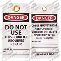 SKILCRAFT Lockout Tag: Danger, Do Not Use this Forklift, Plastic, Date/Remarks/Signed By, English (MPN 5340-00-NIB-0408)