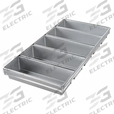 CHICAGO METALLIC Bread Pan: Aluminized Steel, 5 Slots, 13 in Overall Wd, 2 3/4 in Overall Dp - Bread & Loaf Pans