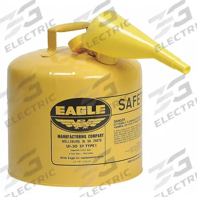 EAGLE Type I Safety Can: For Use With Diesel, 5 gal Capacity, Includes Funnel - Diesel Safety Cans