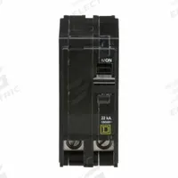 SQUARE D Miniature Circuit Breaker: 200 A, 120/240V AC, Single Phase, 22kA at 120/240V AC, 2 Poles (MPN QO2200VH). Key specifications — Phase: Single; Amps: 200 A; AC Voltage Rating: 120/240V AC; Max. AIR Rating: 22kA at 120/240V AC; For Use With: QO Load Centers and NQ Panelboards; Brand: SQUARE D.