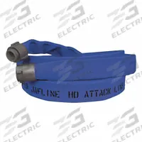 JAFLINE HD Fire Hose: Double Jacket, 5 in Hose Inside Dia, 25 ft Hose Lg, Blue (MPN HD500B025-SZ500). Key specifications — Fitting Type: Storz; Coupling Lug Style: Storz; Fitting Material: Aluminum.
