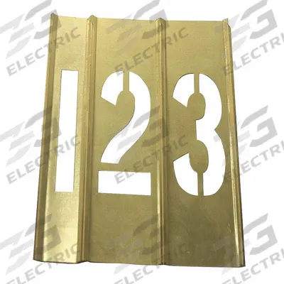 APPROVED VENDOR Stencil Set: 0 to 9/Dash (-)/Period (.), 1 1/2 in Character Ht, Brass - Brass Interlocking Stencil Sets