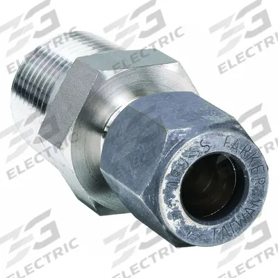 PARKER Compression Fitting Adapter: 1/2 in OD x 3/8 in Pipe Fitting Size - Single-Ferrule Stainless Steel Fittings