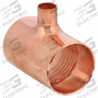 NIBCO Sweat Fitting Tee: 2 1/2 in CTS x 2 1/2 in CTS x 1 in CTS, Cup x Cup x Cup, Wrot Copper (MPN 611R 21/2x21/2x1)