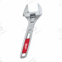 MILWAUKEE Adjustable Wrench: Alloy Steel, Chrome, 8 in Overall Lg, 1 1/2 in Jaw Capacity (MPN 48-22-7508). Key specifications — attr309359: Chrome; attr324924: MILWAUKEE; attr309358: Alloy Steel.