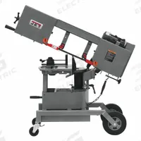JET Band Saw: Combo Horizontal/Vertical, 115V AC, 8 in x 5 1/2 in, 64 to 247 SFPM, 14.0/7.0 A (MPN HVBS-10 DMW). Key specifications — attr312986: 64 to 247 SFPM; attr312987: 45° Left to 45° Right; attr312985: 8 in x 5-1/2 in; attr312990: Combination Horizontal/Vertical; attr312988: 14.0/7.0 A; attr312989: 1; attr325083: JET.