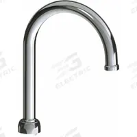 CHICAGO FAUCETS Spout: Spout, Gooseneck, Swivel Spout, Brass, Polished Chrome, 2.5 gpm Flow Rate (MPN GN2H8FC2JKABCP). Key specifications — Includes: Mounting Hardware; Product Type: Spout; Spout Style: Swivel; Body Material: Brass; Color/Finish: Polished Chrome; Brand: CHICAGO FAUCETS.