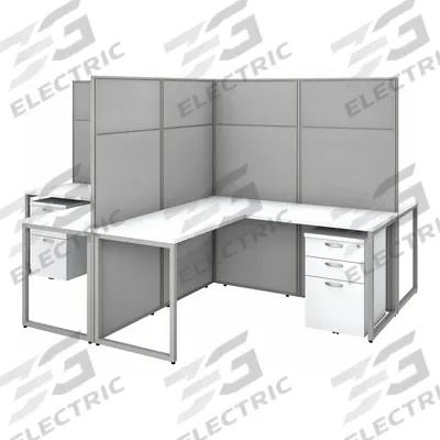 BUSH BUSINESS FURNITURE Modular Cubicle Workstation: 66 in Overall Ht, 119 in Overall Wd - Office Cubicles with Privacy Panels