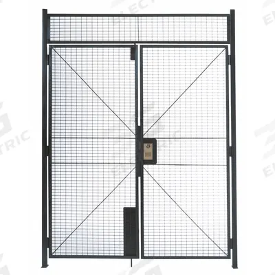 WIRECRAFTERS Hinged Double Door: 12 1/2 ft H x 6 3/8 ft W x 2 in D, Gray - WireCrafters Woven-Wire Partition Components