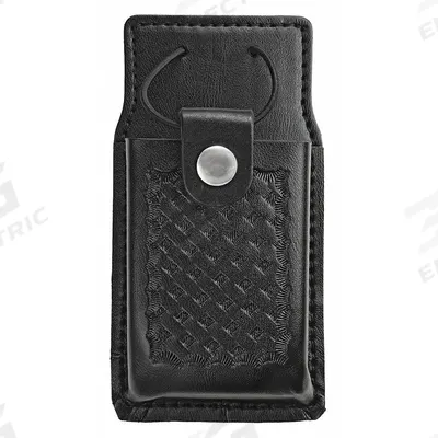 HEROS PRIDE Radio Pouch: Black, Leather, Basket Weave, 6 1/2 in x 2 1/2 in - Duty Equipment Pouches