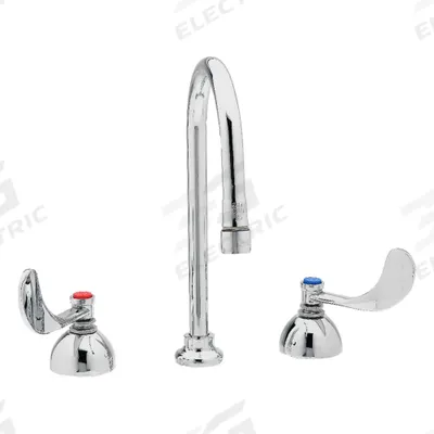 T&S BRASS Gooseneck Kitchen/Bathroom Faucet: Brass, Widespread, Deck, 3 Mounting Holes - Widespread Kitchen Faucets