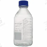 COLE-PARMER Media Bottle: 1 L, Cap, 45 mm, 22.5 cm, Colorless, Closure Included, Wide Mouth Size (MPN 3450341). Key specifications — Closure Type: Cap; Mouth Size: Wide; Screw Closure Size: 45 mm; Brand: COLE-PARMER; Body Color: Colorless.