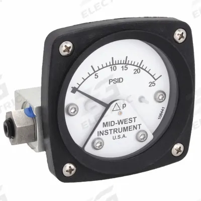 MIDWEST INSTRUMENT Differential Pressure Gauge: Back, 1/4 in NPT Female, ±3-2-3% Gauge Accuracy - Medium & High Operating Pressure Differential Gauges