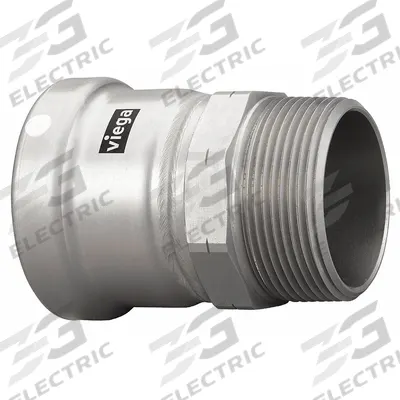 VIEGA MEGAPRESS Crimp Adapter Fitting: 4 in Pipe Size, Press-fit x MNPT, Steel - Steel Press Pipe Fittings