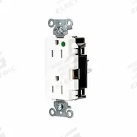 HUBBELL Receptacle: Hospital Grade, Decorator Duplex, 5-15R, White, 125V AC, 15 A, 2 Pole / 3 Wire (MPN HBL2172STW)