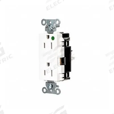 HUBBELL Receptacle: Hospital Grade, Decorator Duplex, 5-15R, White, 125V AC, 15 A - General Purpose Receptacles