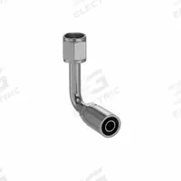 PARKER Hydraulic Crimp Fitting: Steel x Steel, 90° Long Elbow, -8 For Hose Dash Size, JIC x Crimp (MPN 14143-10-8). Key specifications — Fitting Gender: Female x Genderless; Fitting Connection Type: JIC x Crimp; Thread Size: 7/8"-14; For Hose Dash Size: -8; Brand: PARKER.