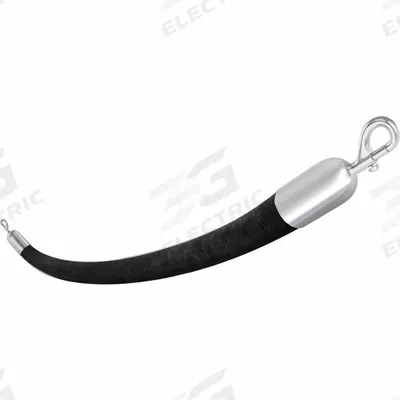 VISIONTRON Barrier Rope: Black, 6 ft Overall Lg, Velvet - Barrier Ropes