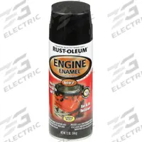 RUST-OLEUM Engine Enamel: Exterior, Engine Enamel, Solvent, Modified Alkyd, Metal, Smooth, Smooth (MPN 248932). Key specifications — Color: Black; Coverage Area: 12 sq ft; Compatible Surface Material: Metal; Finish Texture: Smooth; Sheen: Gloss; Surface Texture: Smooth; Brand: RUST-OLEUM.