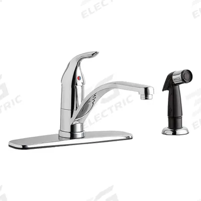 CHICAGO FAUCETS Low Arc Kitchen Faucet: 430, Brass, Single-Post, Deck, 4 Mounting Holes - Single-Post Kitchen Faucets