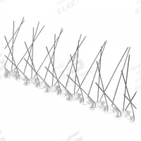 BIRD BARRIER Bird Repellent Spikes: Std, Plastic Base, Silver, 100 ft Overall Lg, 5 in Overall Wd (MPN BP-F2100). Key specifications — Brand: BIRD BARRIER; Spike Material: Stainless Steel; Targeted Birds: Pigeons; Base Material: Plastic; Ledge Width: Standard.