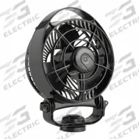 APPROVED VENDOR Compact 360 Degrees Gimbal air flow: 12/24V DC, Hardwired, 5 in Blade Dia, Plastic (MPN 7483CABBX). Key specifications — Air Flow: 90-155 CFM; Guard Material: Plastic; Voltage: 12/24V DC; Includes: Mounting Hardware; Current: 12v: 0.13A-0.27A | 24v: 0.08A-0.23A.