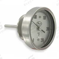 DWYER Sanitary Dial Thermometer: 0°F to 250°F, +/- 1% Accuracy, 3 in Dial Dia, 4.5 in Stem Lg (MPN BT15S34551). Key specifications — Accuracy: +/- 1%; Brand: DWYER.