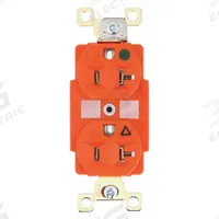 BRYANT Receptacle: Hospital Grade Fed. Spec., Duplex, 5-20R, Orange, 125V AC, 20 A, 2 Pole / 3 Wire (MPN BRY8300IG)
