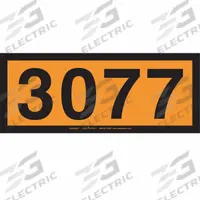 LABELMASTER Orange Panel Placard: 3077, 6 5/16 in x 15 3/4 in, 6 5/16 in Label Ht, Vinyl, 25 PK (MPN ZOPEZ3077). Key specifications — Brand: LABELMASTER; Message: 3077.
