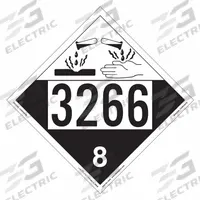 LABELMASTER Corrosive Placard: 3266, 10 3/4 in x 10 3/4 in, 10 3/4 in Label Ht, Vinyl, 25 PK (MPN ZEZ43266). Key specifications — Brand: LABELMASTER; Message: 3266.