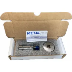 METALPRO Punch and Die: 40 ton_45 ton_50 ton Compatible Ironworker Size, MP4000FS/MP4500FS/MP5000FS (MPN MP8073). Key specifications — attr67451: MP5000FS; attr67489: Square; attr67463: 2 in; attr67447: MP8073; attr67443: METALPRO; attr67472: 31/32 in Square Punch and Die Set.