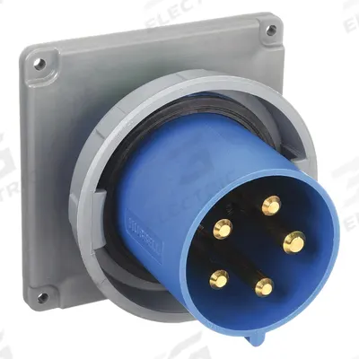 HUBBELL Pin and Sleeve Inlet: Blue, 120/208V AC, Three Phase, 100 A, 4 Pole, 5 Wire - Watertight Inlets