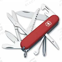VICTORINOX SWISS ARMY Folding Knife: 9 Tools, 3 1/2 in Closed Lg, 6 1/4 in Open Lg, Stainless Steel (MPN 1.4713). Key specifications — attr15951: VICTORINOX SWISS ARMY; attr10311: Fieldmaster Swiss Army Knife; attr10312: Red; attr15963: Plastic; attr15981: Fieldmaster; attr15985: Stainless Steel; attr15986: Small Screwdriver; attr519229: Pocket-Size.
