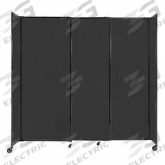 VERSARE Room Divider: 3 Panels, Opaque, Black Panel, 82 in Overall Ht, 86 in Overall Wd, Black Frame (MPN 1911002). Key specifications — Ballistic Standards: NIJ Level III-A; Frame Finish: Powder Coated; Frame Material: Aluminum; Mounting Location: Freestanding; Panel Color: Black; Panel Surface Material: Fabric.