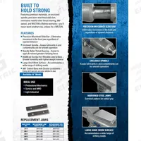 JET Pipe Jaws: Steel, For 1 3/4 in Vise Jaw Wd, Clips/Screws/Washers, 8100M (MPN 28814-010). Key specifications — attr865132: Screws; attr867043: 8100M; attr663946: JET; attr923123: Steel.