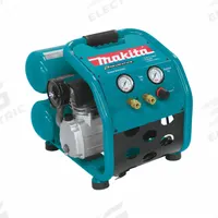 MAKITA Portable Air Compressor: Oil Lubricated, 4.2 gal, Twin Stack, 2.5 hp, 4.2 cfm @ 90 psi, 15 A (MPN MAC2400). Key specifications — attr48686: Oil Lubricated; attr48685: 120V AC; attr48678: 15 A; attr48688: Compressor Oil; attr48671: MAKITA; attr124308: Standard (75 dBA or more).