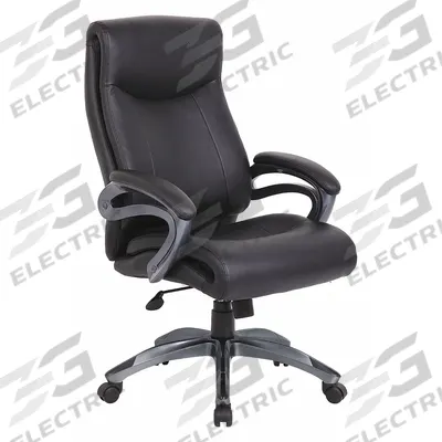 APPROVED VENDOR Office Chair: Black, Leather Material, 29 1/2 in Back Ht, 21 in Seat Wd - Fixed-Arm Office Chairs