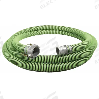 CONTINENTAL Suction and Discharge Hose: 4 in Hose Inside Dia., 38 psi, Black/Green - Thermoplastic Rubber Water Suction & Discharge Hose Assemblies with Polyethylene Helix Reinforcement