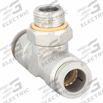 AIGNEP USA Push-Fit Tee Fitting: 12 mm OD x 12 mm OD x 3/8 in Pipe Size, Stainless Steel - Stainless Steel Tube Fittings
