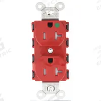 HUBBELL Receptacle: Hospital Grade Fed. Spec., Duplex, 5-20R, Red, 125V AC, 20 A, 2 Pole / 3 Wire (MPN SNAP8300RTRA)