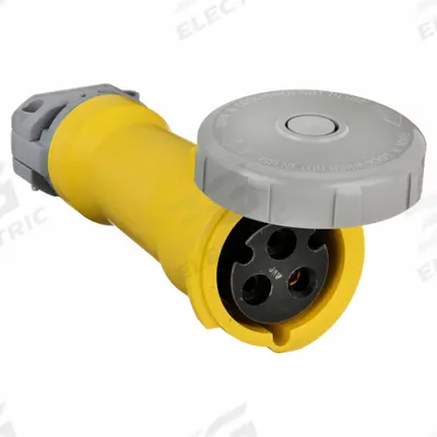HUBBELL Pin and Sleeve Connector: Yellow, 125V AC, Single Phase, 30 A, 2 Pole, 3 Wire - Washdown-Rated Connectors