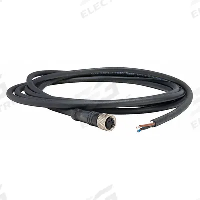 TELEMECANIQUE SENSORS Cordset: M8 Female Straight X Bare Wire, 4 Pins, Black, PUR, 2 m Cable Lg - Single-Ended Cordsets with PUR Jacket for Twisting Applications