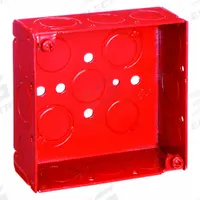 RACO Electrical Box: Steel, Steel - Red Boxes for Life Safety Alarm Circuits Material & Nominal Size (MPN 911-9). Key specifications — Brand: RACO; Bracket Style: Without Bracket; Clamp Style: Without Clamps.