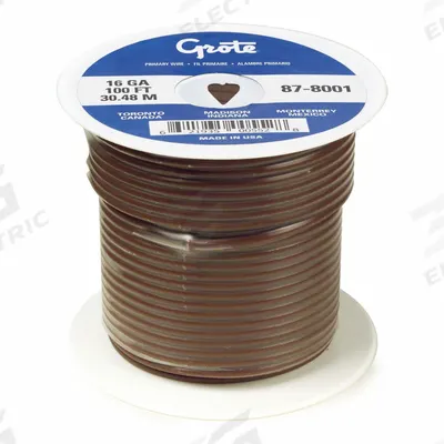 GROTE Automotive Cable: GXL, 100 ft, 1 Conductor, 12 AWG, Brown - XLPE-Insulated General Purpose Primary Wires