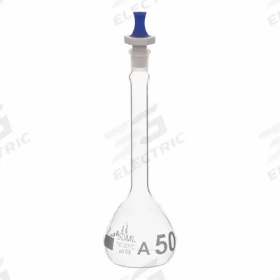 QORPAK Volumetric Flasks: 50 mL, Gray, Round, A, Includes Closure - Glass Volumetric Flasks