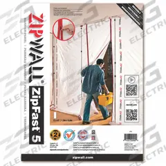 ZIPWALL Barrier Panel: Panel, 5 ft Wd, 12 ft Ht, Plastic, White, 5 ft x 12 ft Panel, ZipWall Poles (MPN ZF5). Key specifications — Product Type: Panel; Material: Plastic; Color: White; Includes: 5 ft x 12 ft Panel; Brand: ZIPWALL.