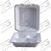 APPROVED VENDOR Disposable Carry-Out Food Container: Ivory, Hinged Lid Container Container, 200 PK (MPN EDHL-83-PF). Key specifications — Color: Ivory; Microwave Safe: Yes; Material: Molded Fiber; Shape: Square; Brand: APPROVED VENDOR.